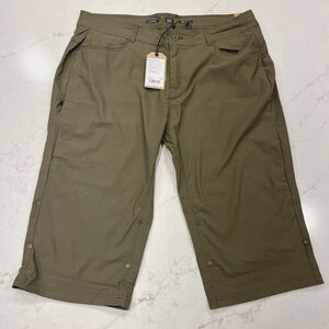 Prana Halle Capri Plus II 22W Pants Slate Green Convertible Stretch Pockets NEW
